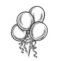 Balloons Bunch With Curled Ribbon Retro Vector