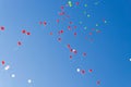 Balloons. The children released a lot of balls with ropes in the Royalty Free Stock Photo