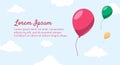 Balloons and clouds - banner for web, print. Children festival, active games for kids