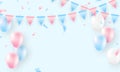 balloons Colorful flag celebration frame background with confetti Royalty Free Stock Photo