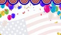 Balloons in colors of American flag with Background for 4th of July Independence day or national holidays of America. Copy space, Royalty Free Stock Photo