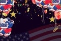 Balloons in colors of American flag with Background for 4th of July Independence day or national holidays of America. Copy space, Royalty Free Stock Photo