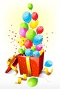 Balloons coming out of Goft box Royalty Free Stock Photo