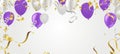 Balloons, confetti, banners and a sign for text Holiday background with Colorful balloons and confetti Royalty Free Stock Photo