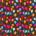 Balloons and confetti seamless pattern. birthday pattern seamless vector Royalty Free Stock Photo