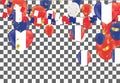 Balloons with Countries flags of national France flags team group and ribbons flag ribbons, Celebration background template. Royalty Free Stock Photo