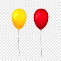 Balloons 3D bunch set, isolated on white transparent background. Red gold glossy flying baloon, ribbon, birthday Royalty Free Stock Photo