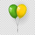 Balloons 3D bunch set, thread, isolated white transparent background. Color glossy flying baloon, ribbon, birthday Royalty Free Stock Photo