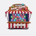 Balloons dart game. carnival cart concept -