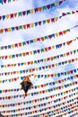 Balloons and decorative flags are seen in the ornamentation of the festivals of Sao Joao