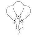 Balloons festive party decoration cartoon in black and white Royalty Free Stock Photo