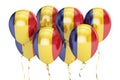 Balloons with flag of Romania, holyday concept. 3D rendering Royalty Free Stock Photo
