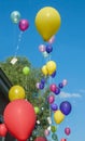 Balloons flying up with greeting cards