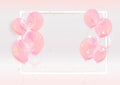 Balloons with frame border celebration party, pink backdrop background Royalty Free Stock Photo