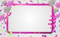 Balloons Happy Birthday on purple vector space on paper banner a Royalty Free Stock Photo