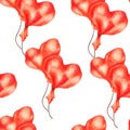 Balloons, hearts. Seamless pattern. Watercolor 2 Royalty Free Stock Photo