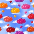 Balloons with Hearts Seamless Royalty Free Stock Photo