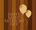 Balloons helium with saint patrick font wooden background