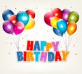 Balloons holding a Happy Birthday sign. Royalty Free Stock Photo