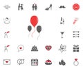 Balloons icon. Valentines Day illustraticons set. Royalty Free Stock Photo