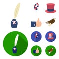 Balloons, inkwell with a pen, Uncle Sam hat. The patriot day set collection icons in cartoon,flat style vector symbol