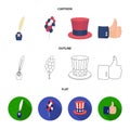 Balloons, inkwell with a pen, Uncle Sam hat. The patriot day set collection icons in cartoon,outline,flat style vector