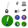 Balloons, inkwell with a pen, Uncle Sam hat. The patriot day set collection icons in monochrome,flat style vector symbol Royalty Free Stock Photo