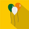 Balloons in Irish flag colors icon, flat style Royalty Free Stock Photo