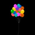 Balloons isolated in black background vector and illustration.