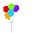 Balloons isolated icon on white background. Five colorful balloons. Decoration for holidays and birthday party.