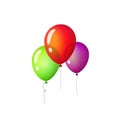 Balloons isolated vector illustration, flat cartoon three balloon flying in the air clipart