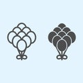 Balloons line and solid icon. Cute nine helium gas balls. Wedding asset vector design concept, outline style pictogram