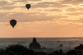 Balloons over Bagan and the skyline of its temples, Myanm Royalty Free Stock Photo