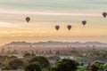 Balloons over Bagan and the skyline of its temples, Myanm Royalty Free Stock Photo