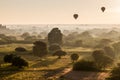 Balloons over Bagan and the skyline of its temples, Myanm Royalty Free Stock Photo