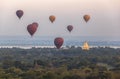 Balloons over Tempels Bagan at sunrise