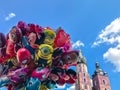 Balloons, popular cartoons close-up in Cracow