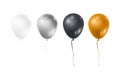 Balloons in realistic style. Balloons for birthday and party. Flying ballon with rope. Balloon in different colors