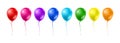 Balloons in realistic style. Balloons for birthday and party. Flying ballon with rope. Balloon in different colors