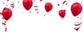 Balloons red celebration frame background. red confetti glitters for event Royalty Free Stock Photo