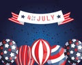 Usa balloons and 4th july ribbon vector design