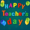 Balloons school backpack teacher`s day vector happy Royalty Free Stock Photo