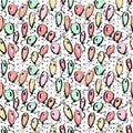 Balloons seamless pattern, hand drawn baloons isolated, sketchy colorful texture