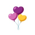 Balloons in shape of heart. Bunch of helium balloons. Vector illustration