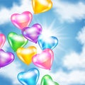 Balloons in shape of heart in the sky Royalty Free Stock Photo