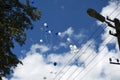 Balloons in the sky.