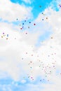 many multicolored balloons launched into t Royalty Free Stock Photo