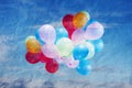 Balloons in the sky, vintage, texture crumpled paper Royalty Free Stock Photo