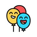 balloons smile character color icon vector illustration