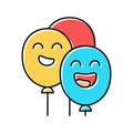 balloons smile character color icon vector illustration